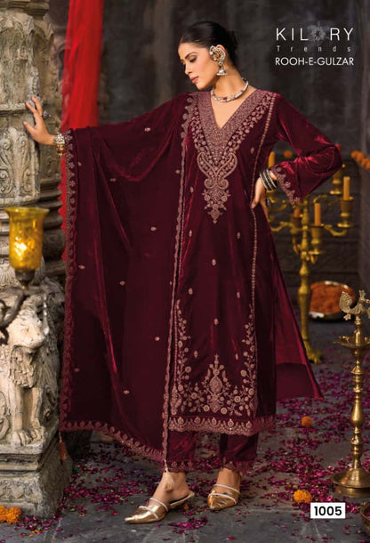Rooh E Gulzaar Kilory Velvet Suits Manufacturer Gujarat