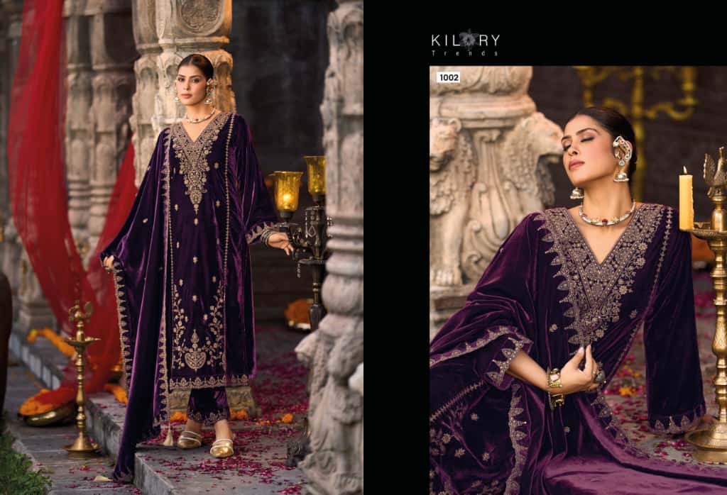 Rooh E Gulzaar Kilory Velvet Suits Manufacturer Gujarat