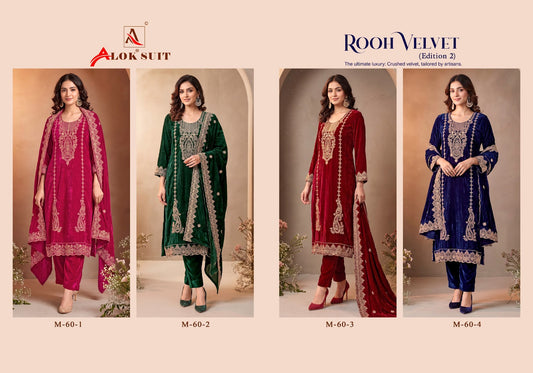 Rooh Edition 2 Alok Crush Velvet Suits Wholesale Price