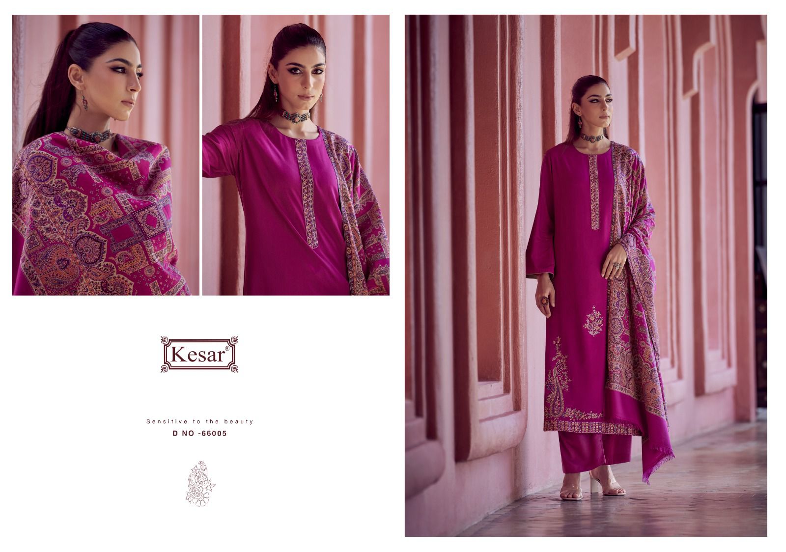 Rooh Kesar Twill Pashmina Suits Supplier