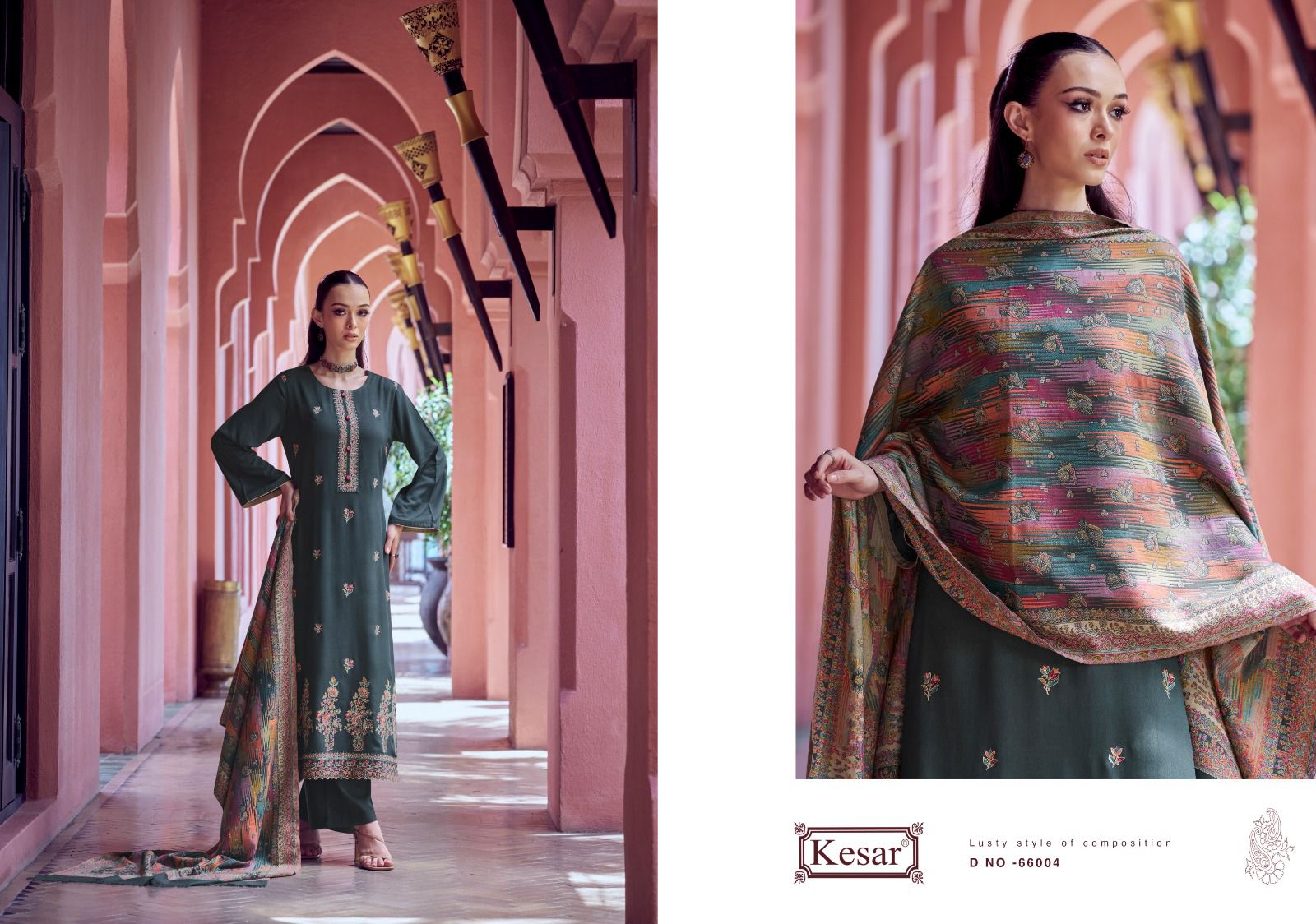 Rooh Kesar Twill Pashmina Suits Supplier