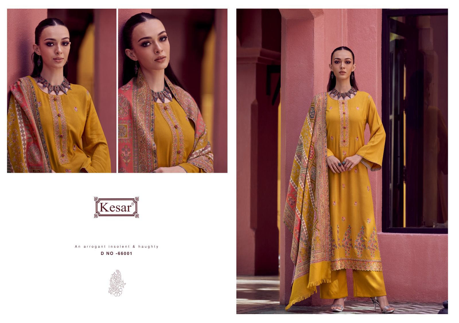 Rooh Kesar Twill Pashmina Suits Supplier