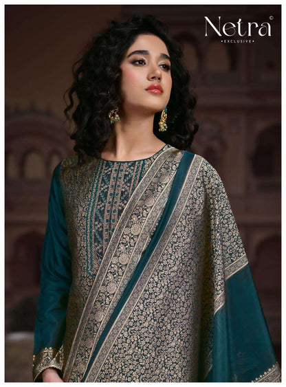Rooh Netra Woven Silk Pant Style Suits Supplier