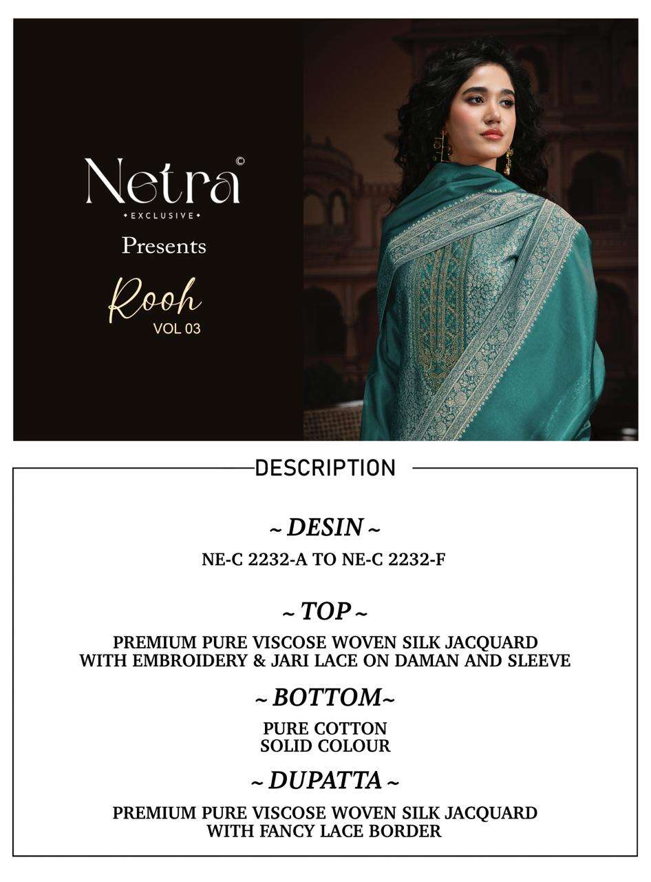 Rooh Vol 3 Netra Woven Silk Pant Style Suits Exporter Ahmedabad