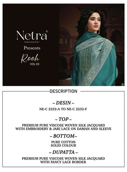 Rooh Vol 3 Netra Woven Silk Pant Style Suits Exporter Ahmedabad