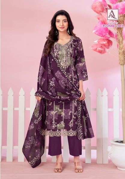 Roohani Libas Alok Cambric Cotton Karachi Salwar Suits Wholesale Price