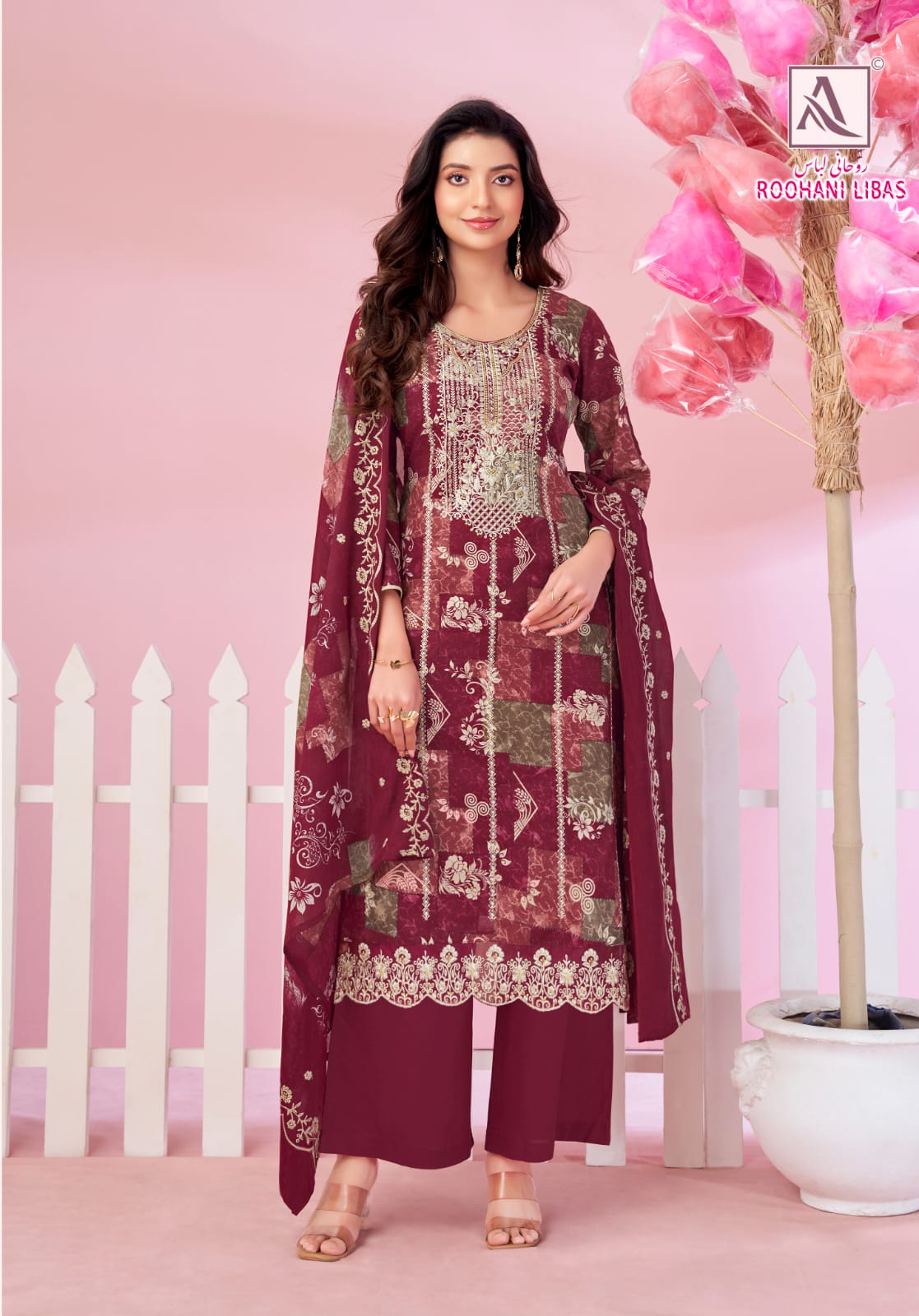 Roohani Libas Alok Cambric Cotton Karachi Salwar Suits Wholesale Price