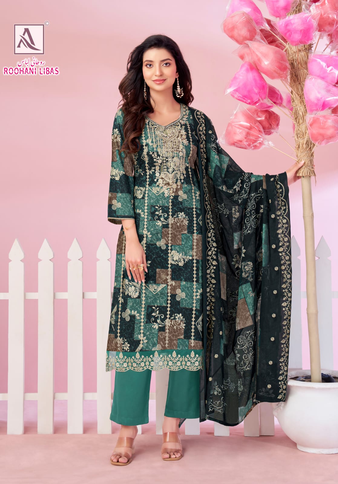 Roohani Libas Alok Cambric Cotton Karachi Salwar Suits Wholesale Price