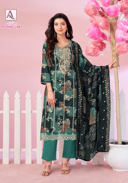 Roohani Libas Alok Cambric Cotton Karachi Salwar Suits Wholesale Price