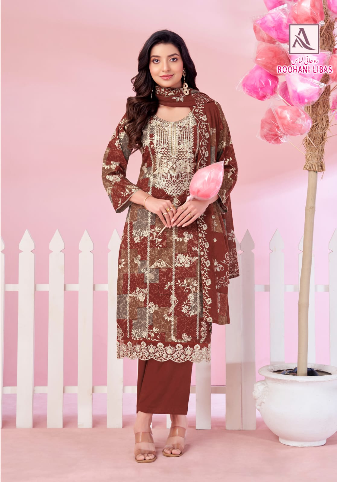 Roohani Libas Alok Cambric Cotton Karachi Salwar Suits Wholesale Price