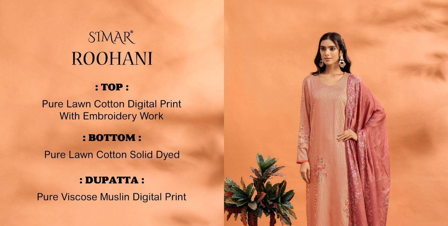 Roohani Simar Lawn Cotton Pant Style Suits Exporter Ahmedabad