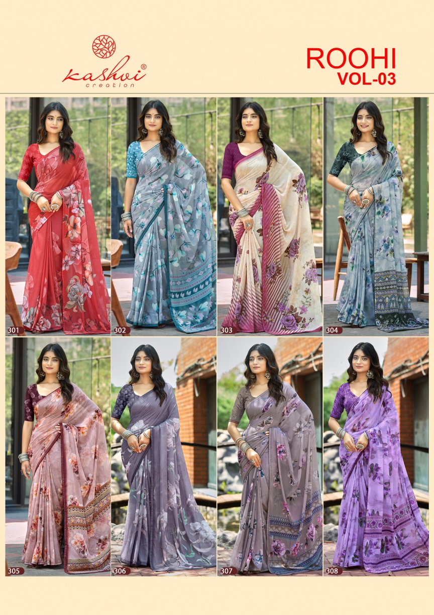 Roohi Vol 3 Kashvi Creation Sarees Wholesaler Gujarat