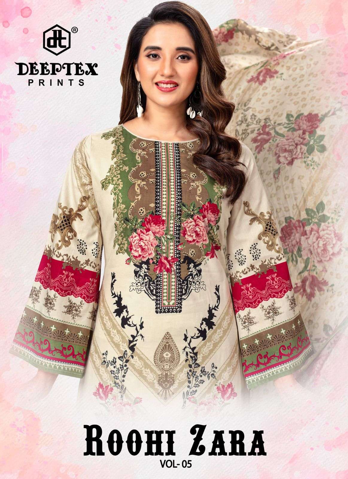 Roohi Zara Vol 5 Deeptex Prints Lawn Karachi Salwar Suits Wholesaler Ahmedabad