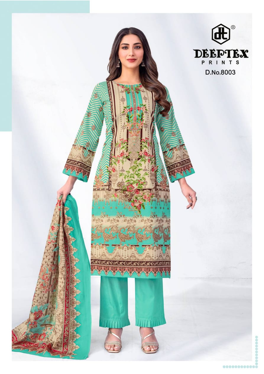 Roohi Zara Vol 8 Deeptex Prints Poplin Cotton Karachi Salwar Suits Manufacturer India