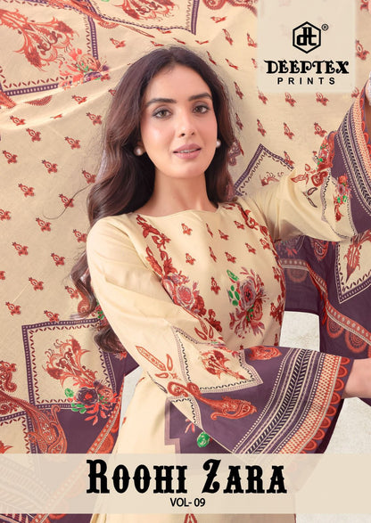 Roohi Zara Vol 9 Deeptex Prints Lawn Cotton Karachi Readymade Suits Exporter