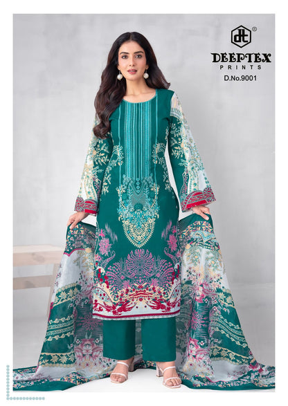 Roohi Zara Vol 9 Deeptex Prints Lawn Cotton Karachi Salwar Suits Supplier Ahmedabad