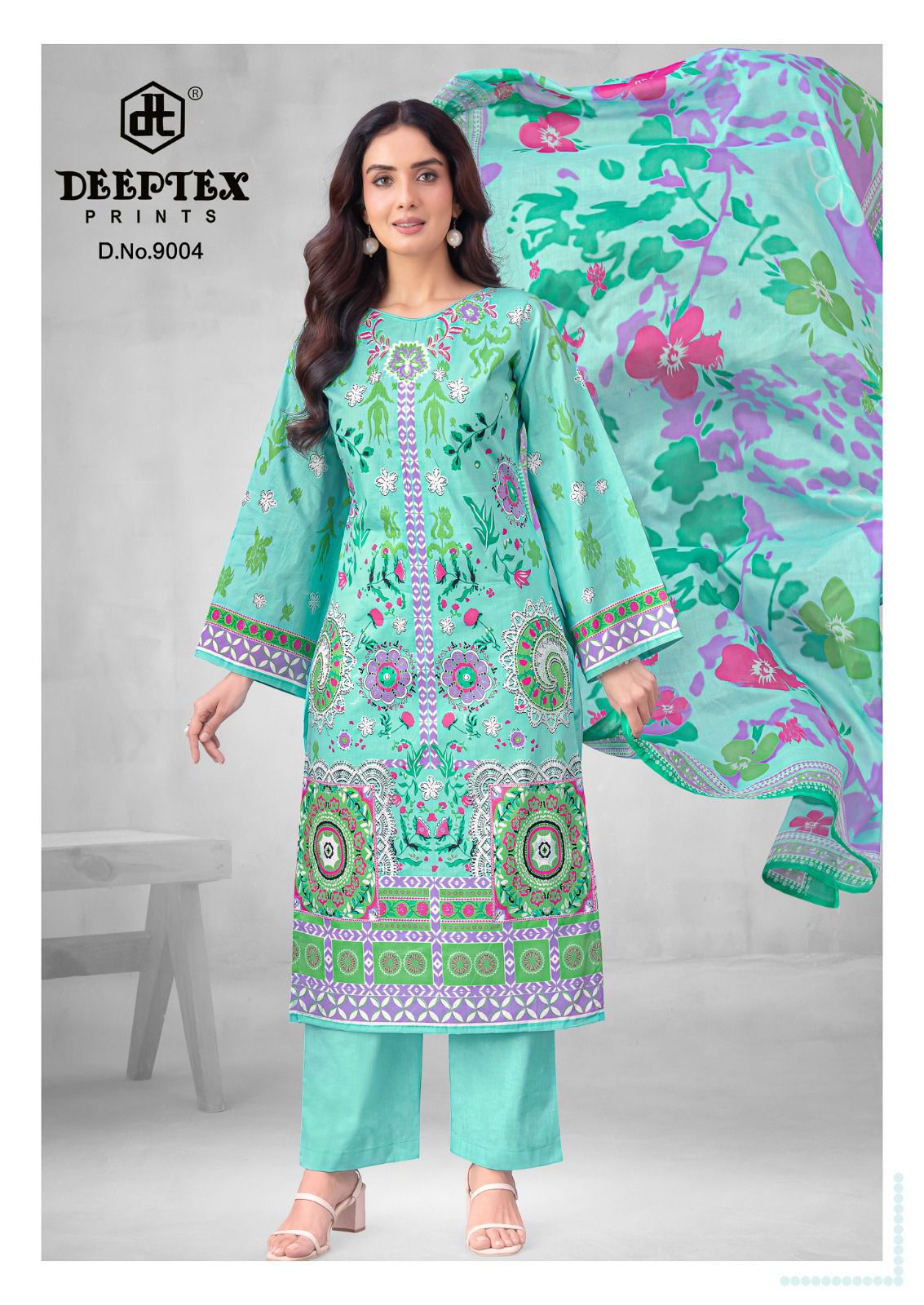 Roohi Zara Vol 9 Deeptex Prints Lawn Cotton Karachi Salwar Suits Supplier Ahmedabad