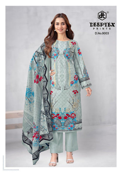 Roohi Zara Vol 9 Deeptex Prints Lawn Cotton Karachi Salwar Suits Supplier Ahmedabad