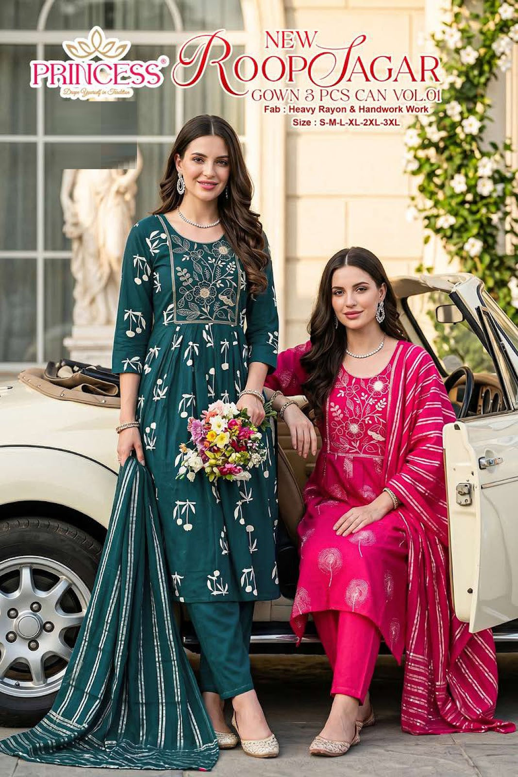 Roop Sagar Vol 1 Princess Creation Heavy Reyon Readymade Anarkali Suits Exporter India