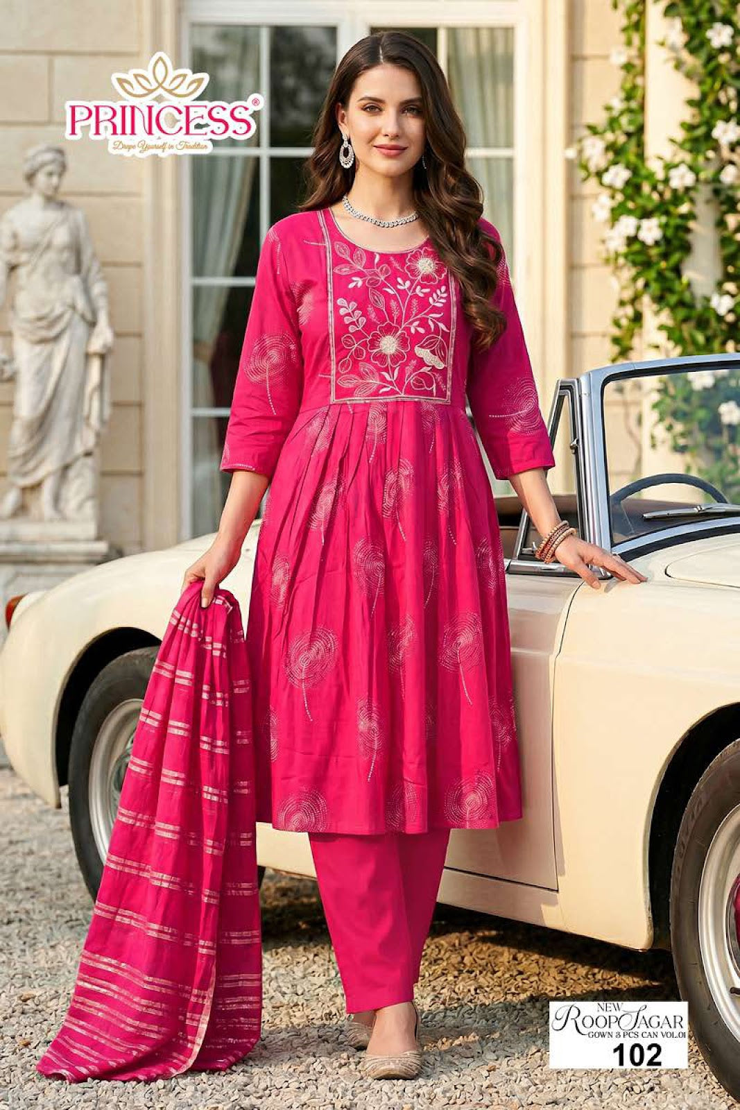 Roop Sagar Vol 1 Princess Creation Heavy Reyon Readymade Anarkali Suits Exporter India
