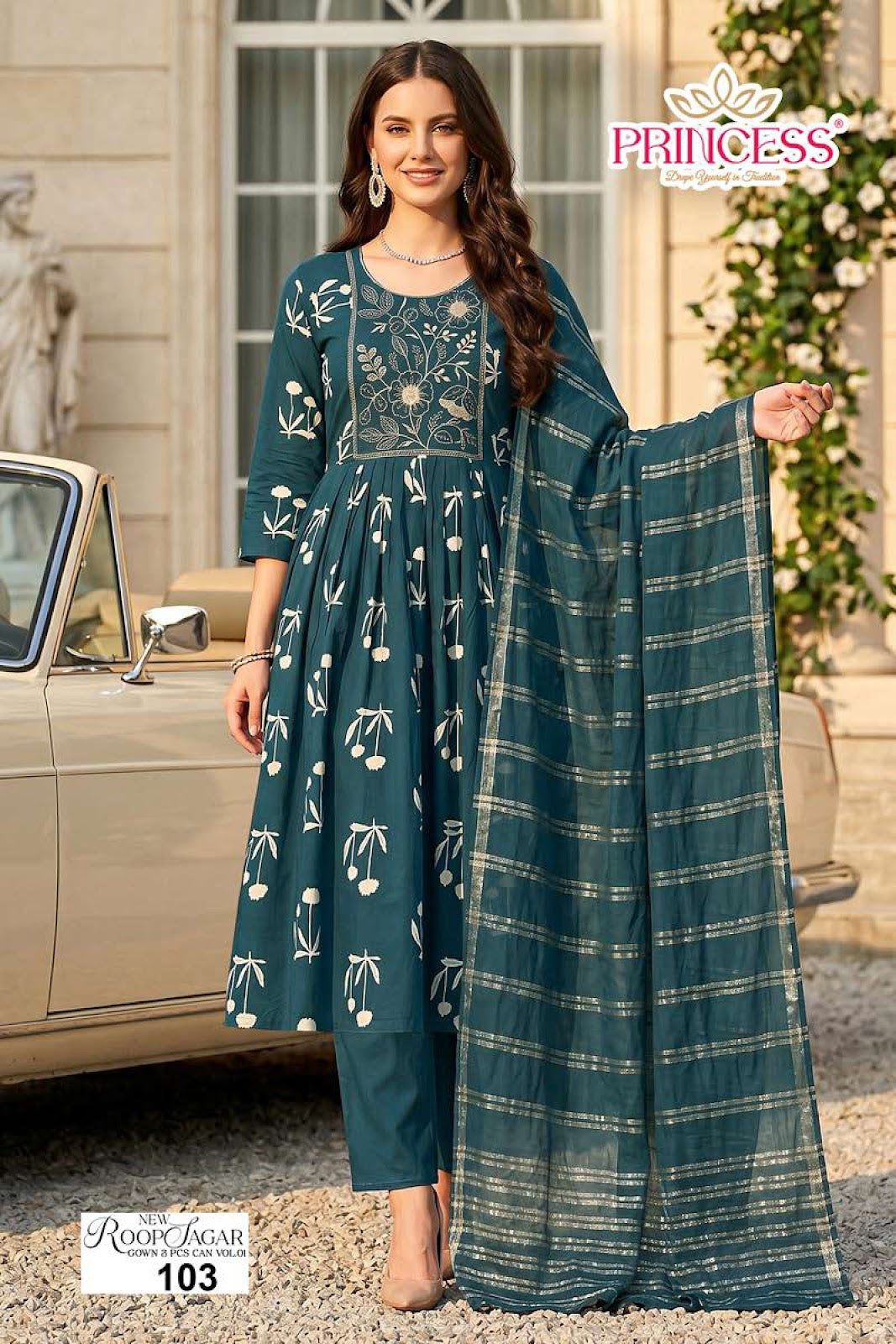 Roop Sagar Vol 1 Princess Creation Heavy Reyon Readymade Anarkali Suits Exporter India