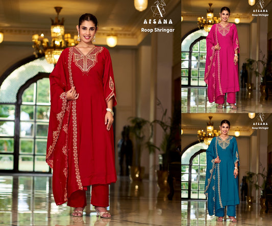 Roop Shringar Afsana Silk Readymade Anarkali Suits Exporter