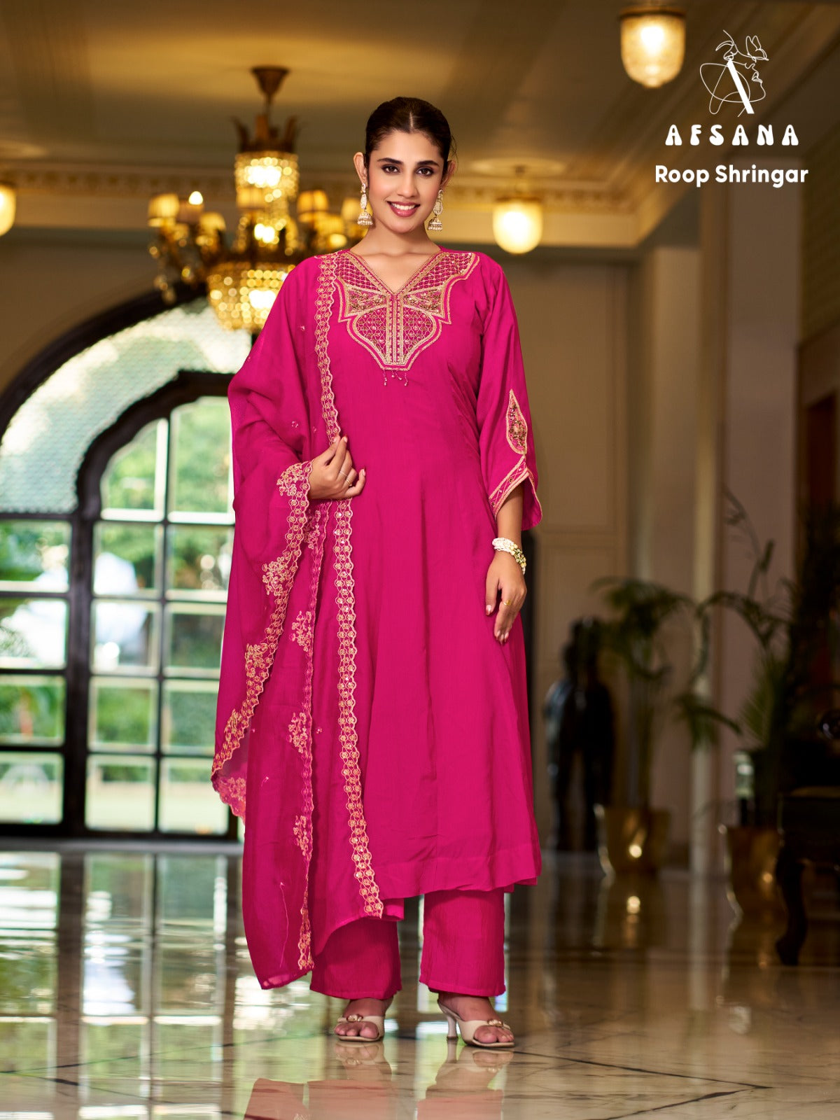 Roop Shringar Afsana Silk Readymade Anarkali Suits Exporter
