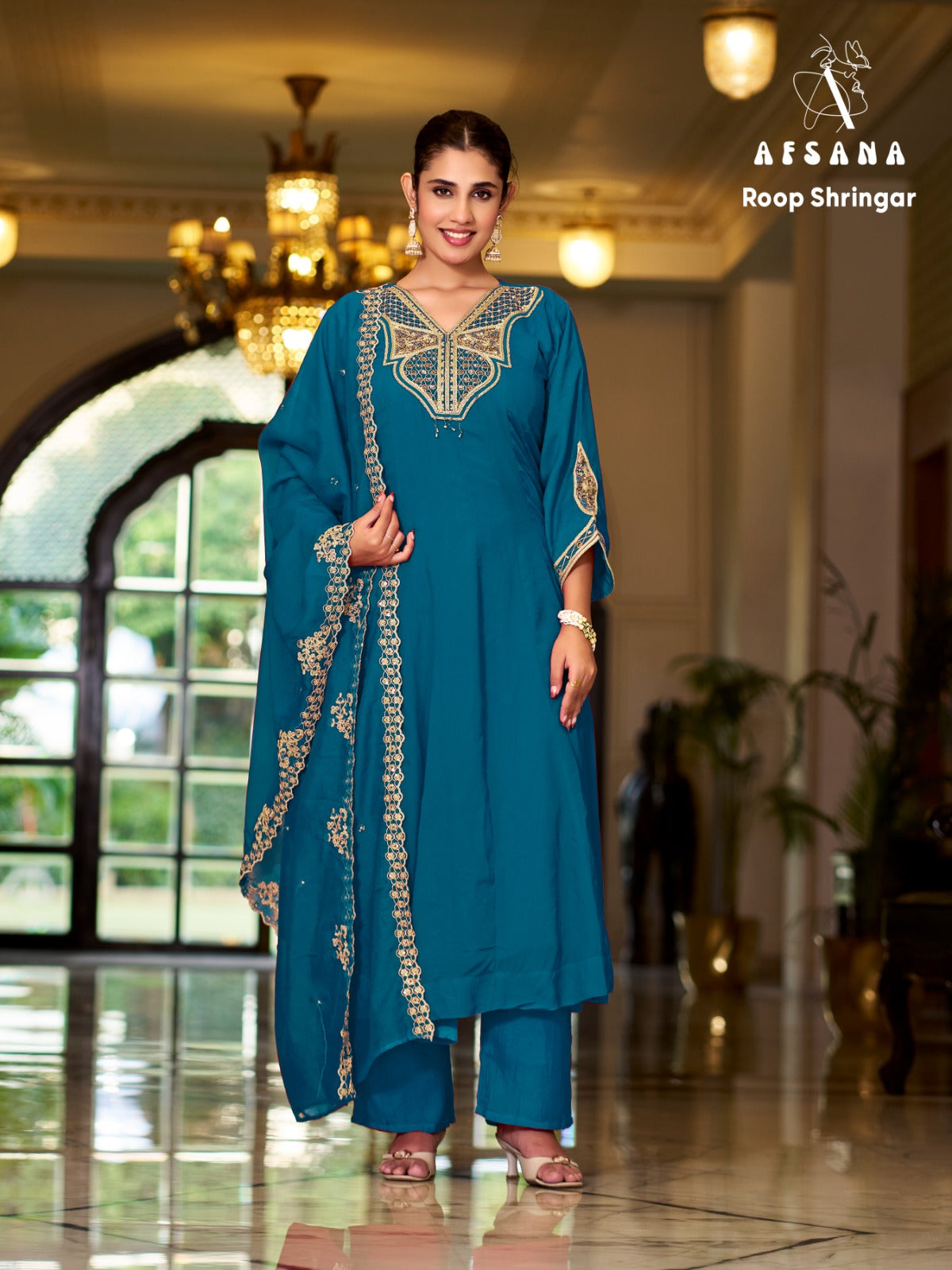 Roop Shringar Afsana Silk Readymade Anarkali Suits Exporter