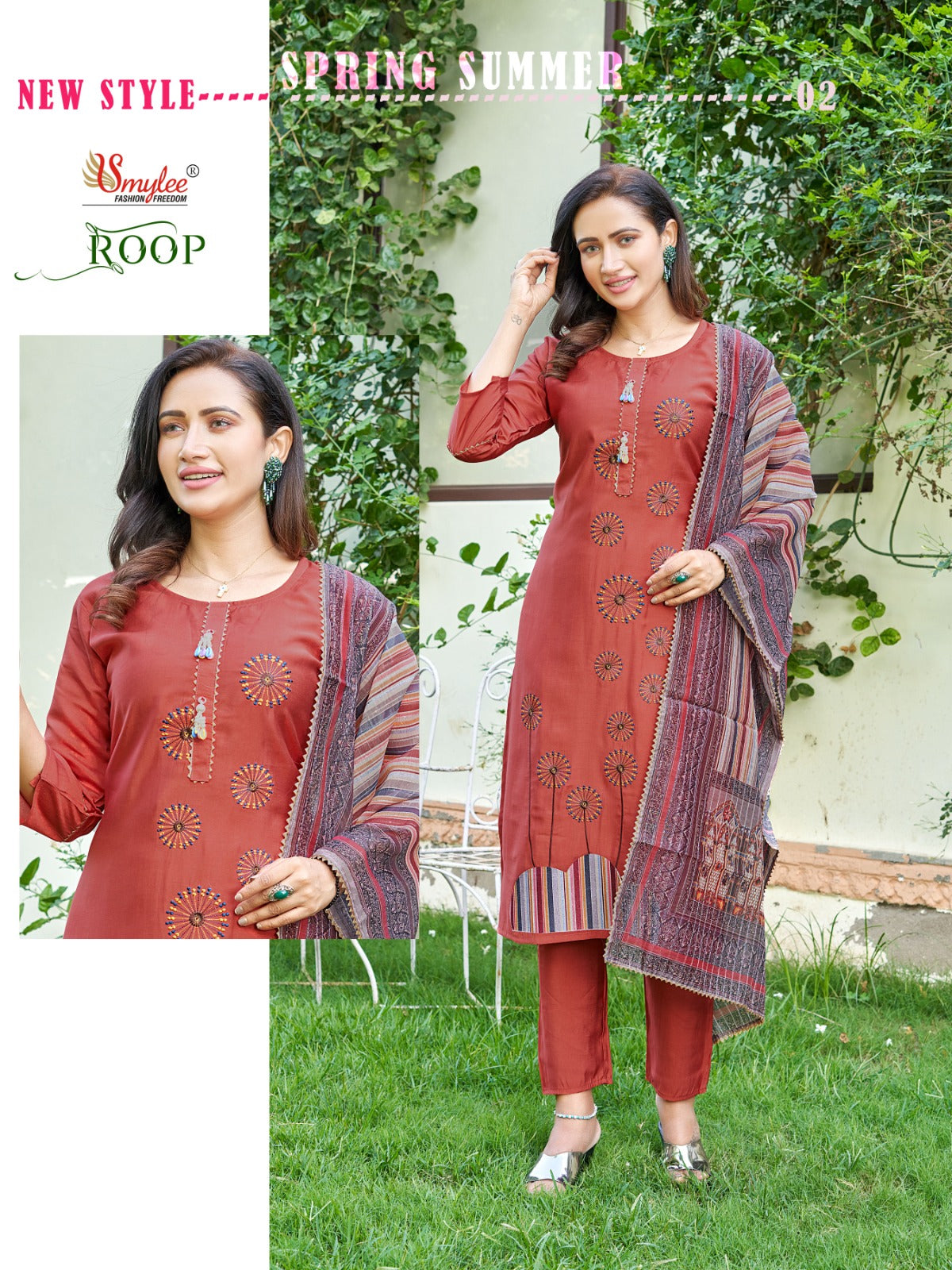 Roop Smylee Roman Silk Readymade Pant Style Suits