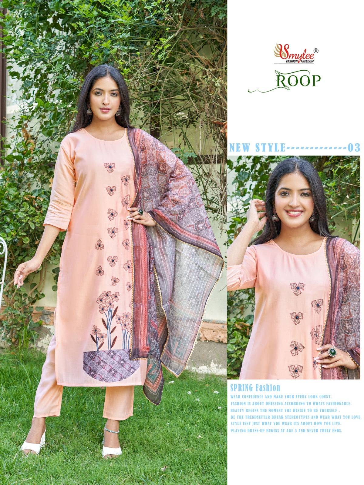 Roop Smylee Roman Silk Readymade Pant Style Suits