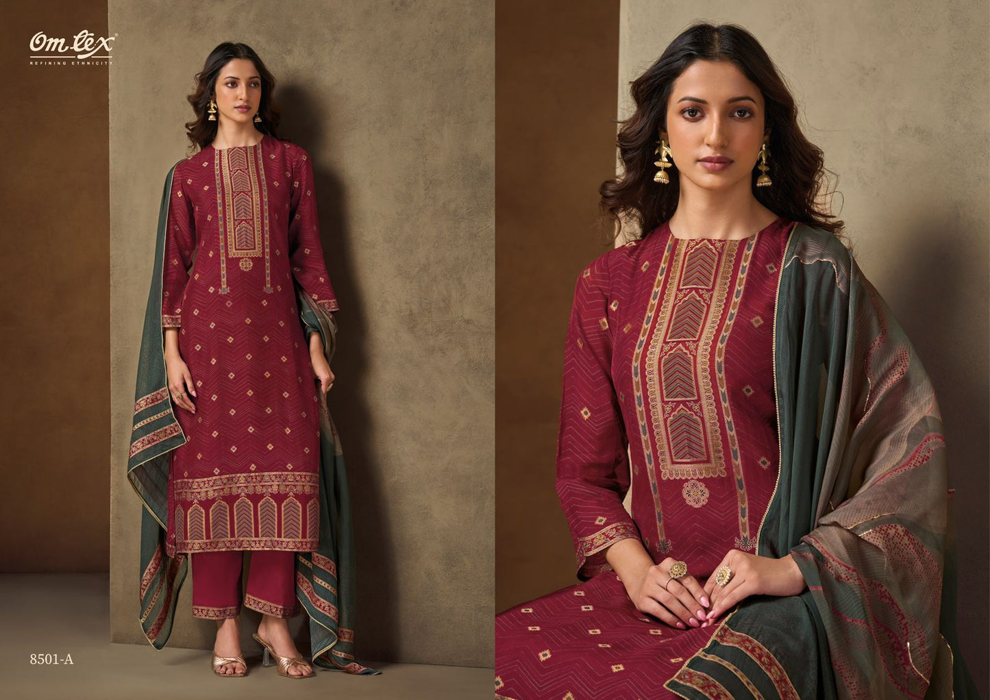 Roopika Omtex Silk Pant Style Suits Exporter Gujarat