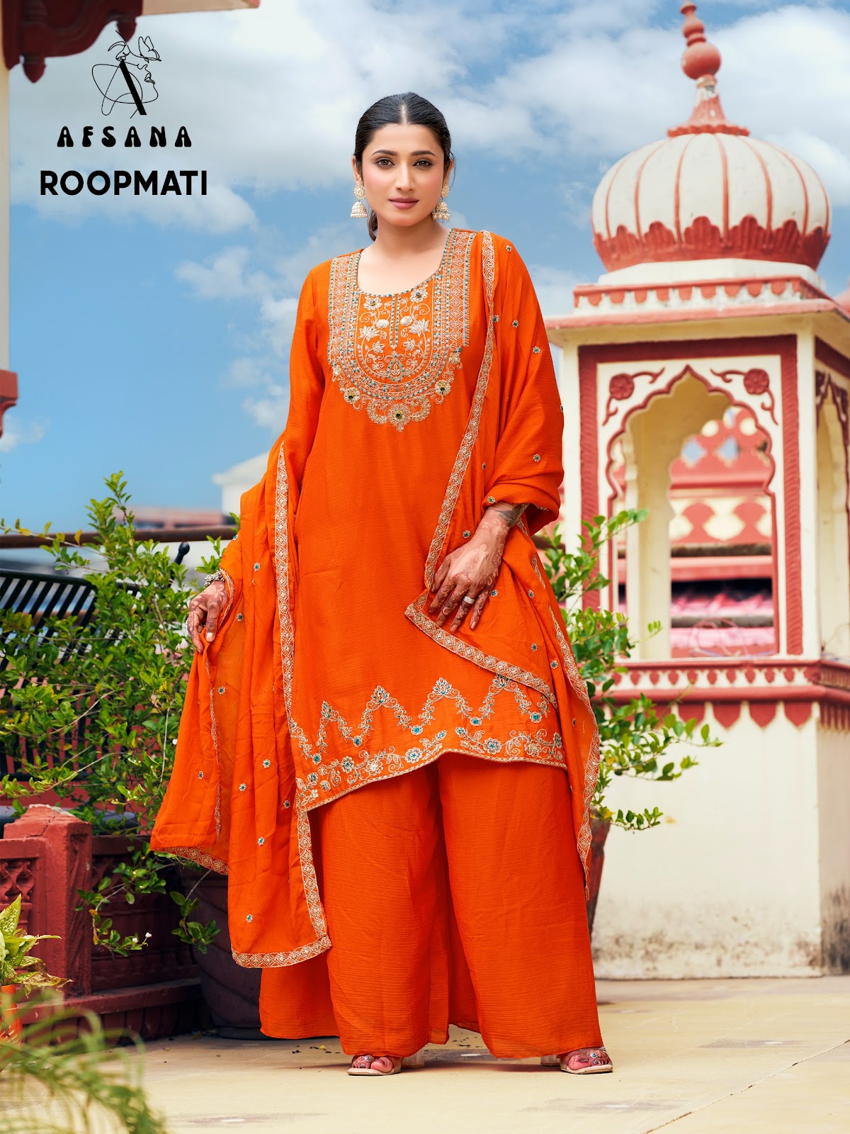 Roopmati Afsana Chinon Readymade Plazzo Style Suits Manufacturer Gujarat