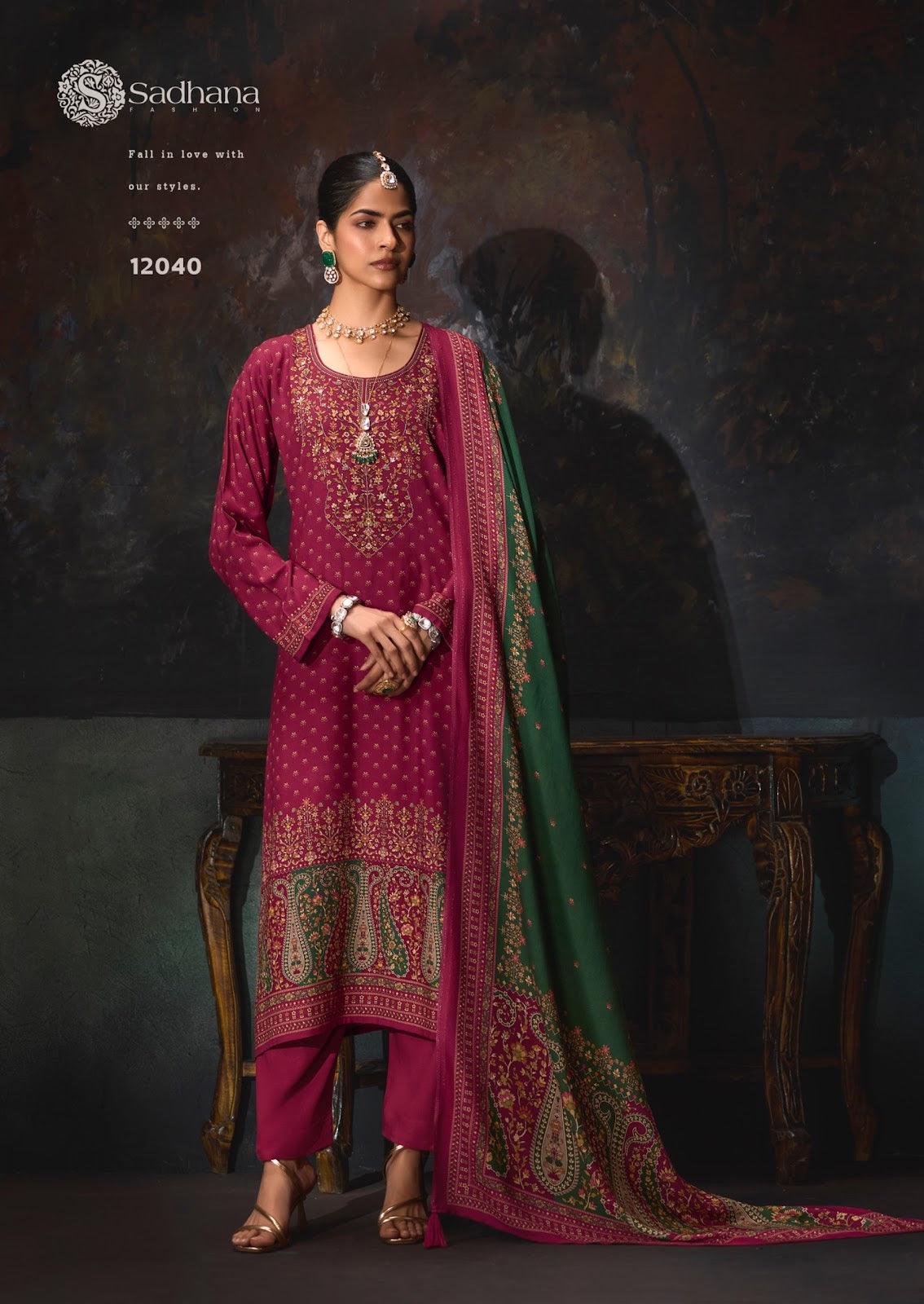 Rosa Sadhana Viscose Pashmina Suits Wholesaler