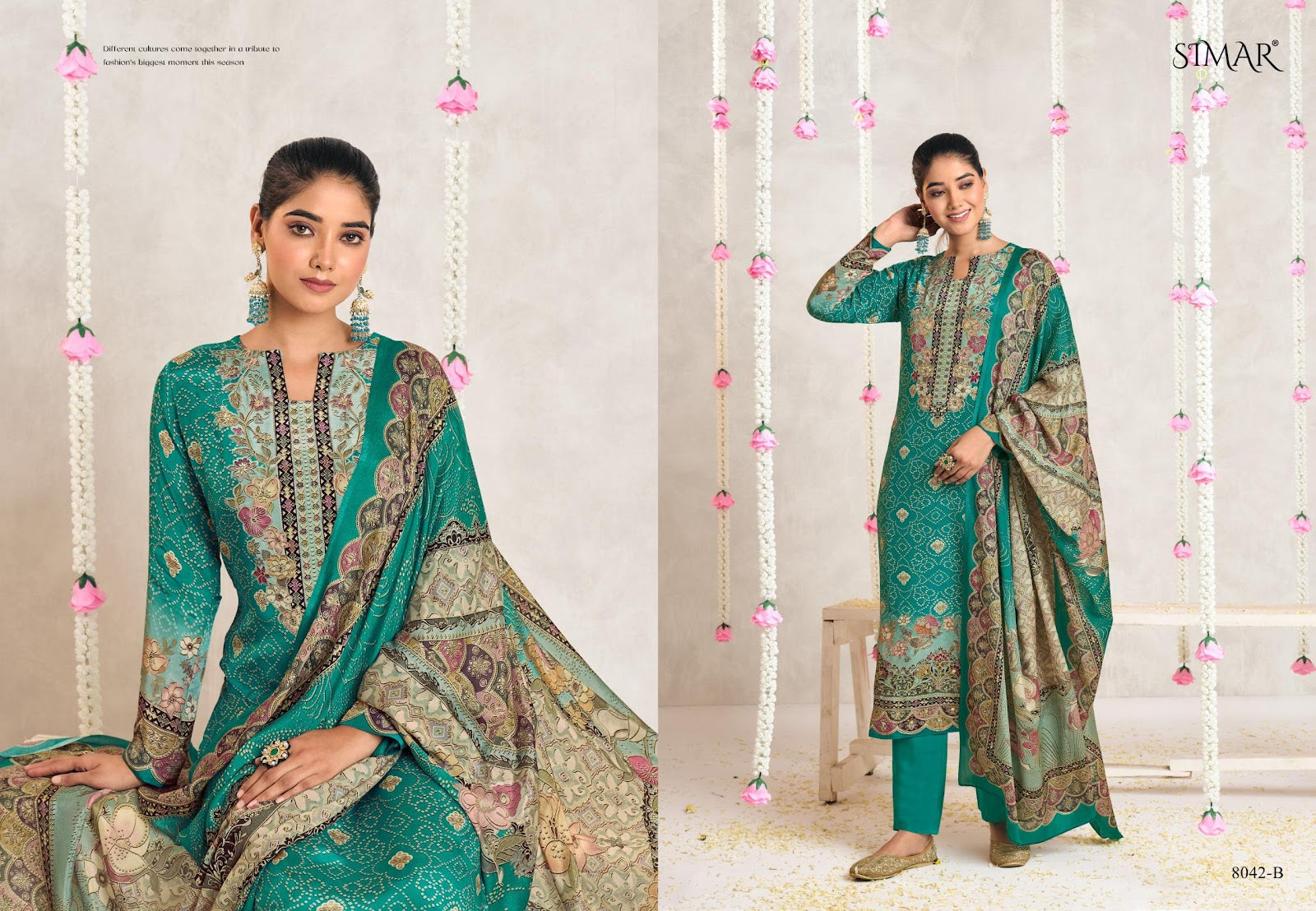Rosa Simar Crape Pant Style Suits Supplier Ahmedabad