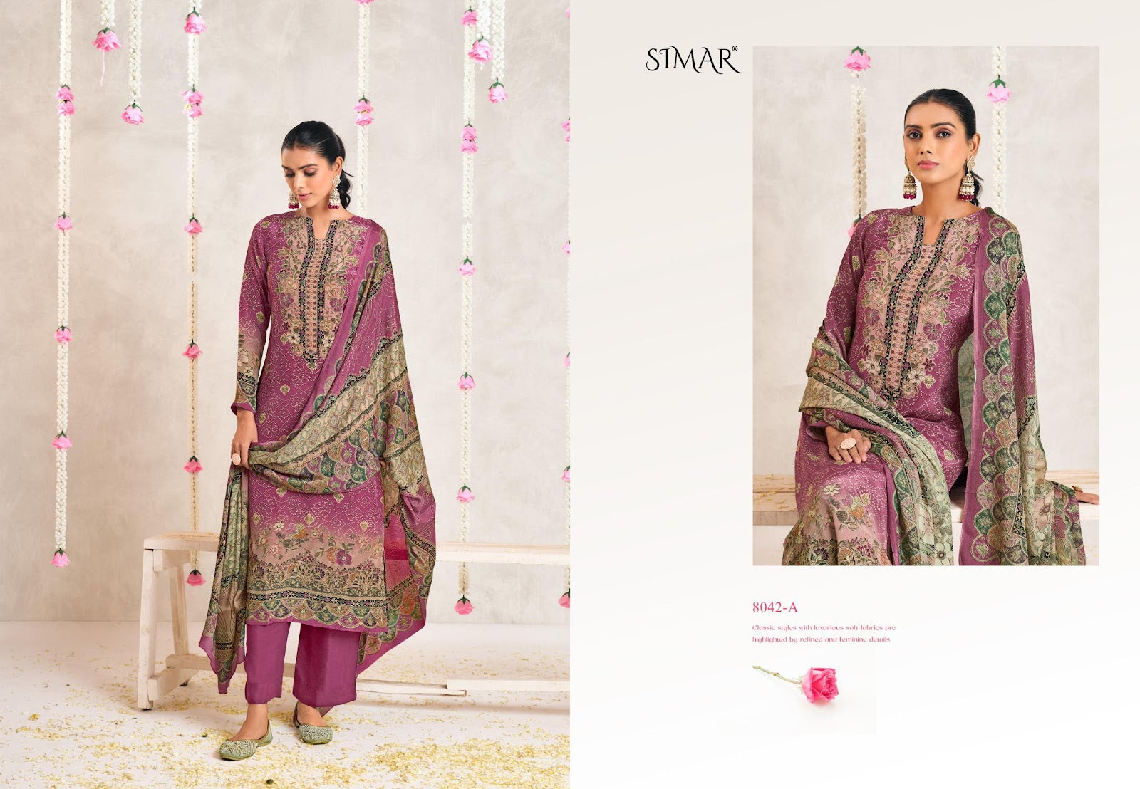 Rosa Simar Crape Pant Style Suits Supplier Ahmedabad