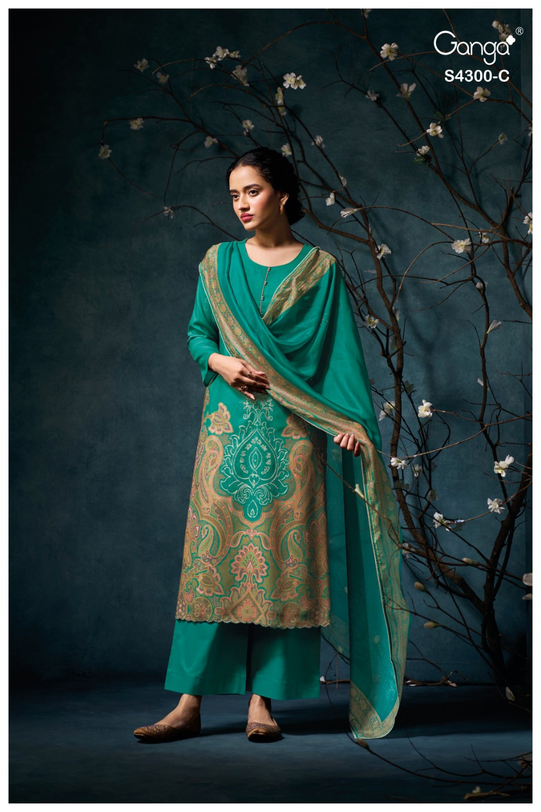 Rosalyn 4300 Ganga Pashmina Suits Wholesaler Ahmedabad