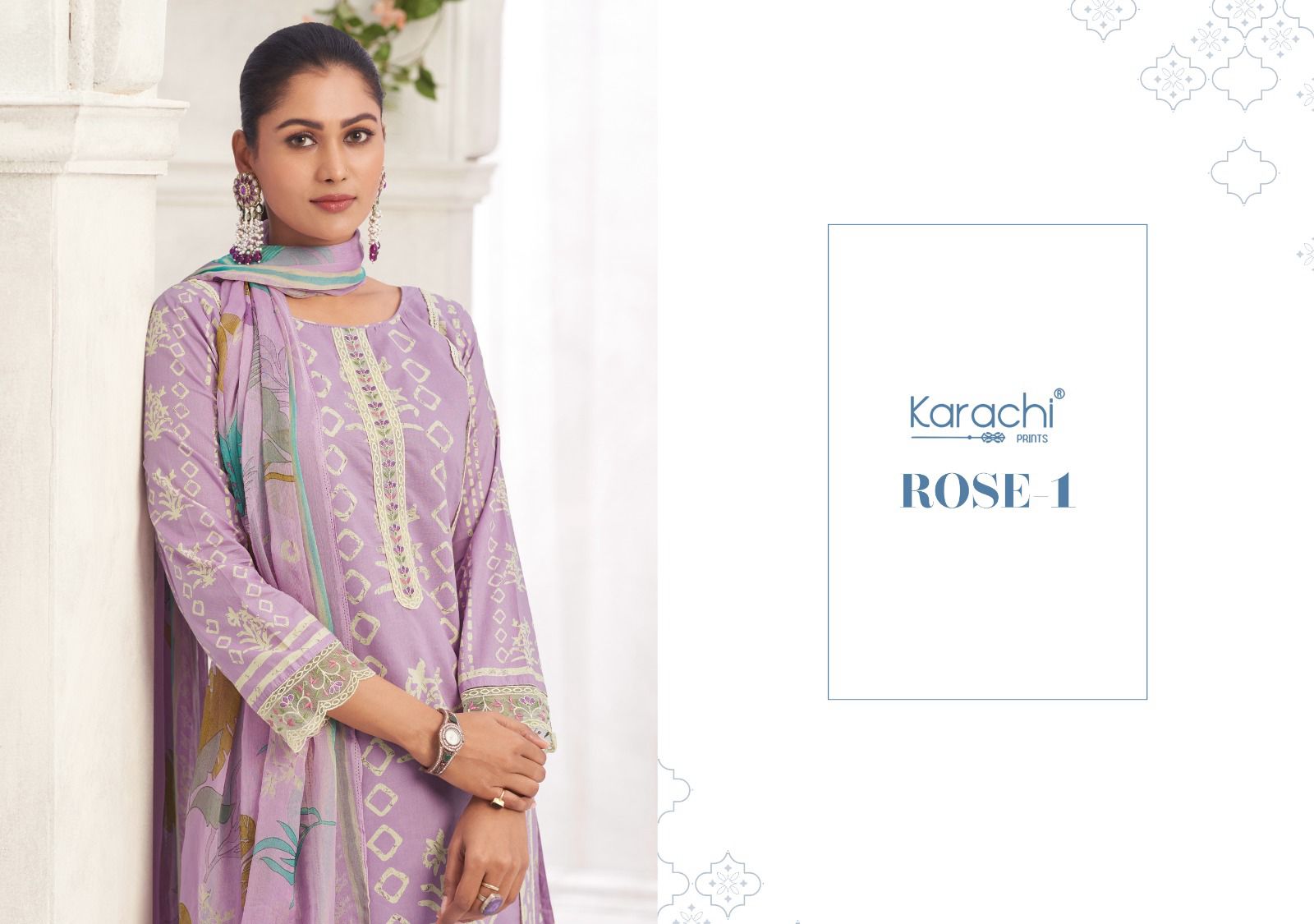 Rose 1 Karachi Prints Cambric Pant Style Suits Wholesale Rate