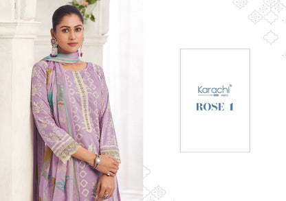 Rose 1 Karachi Prints Cambric Pant Style Suits Wholesale Rate