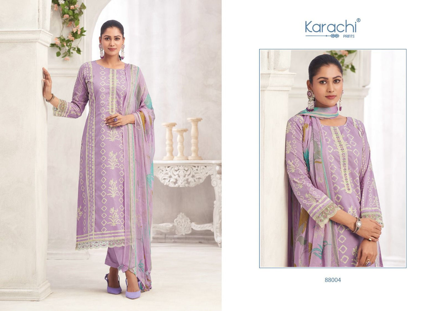 Rose 1 Karachi Prints Cambric Pant Style Suits Wholesale Rate