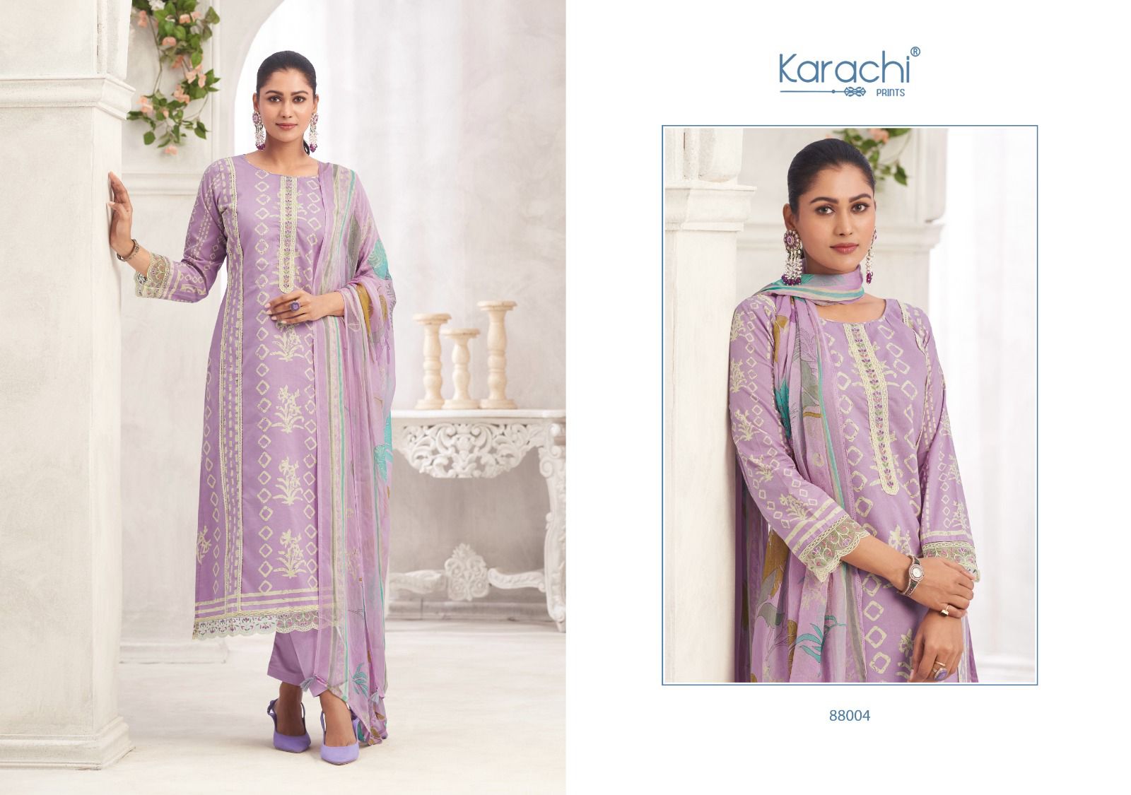 Rose 1 Karachi Prints Cambric Pant Style Suits Wholesale Rate