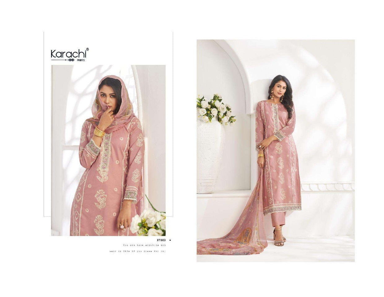 Rose 2 Karachi Prints Cambric Pant Style Suits Wholesale Price