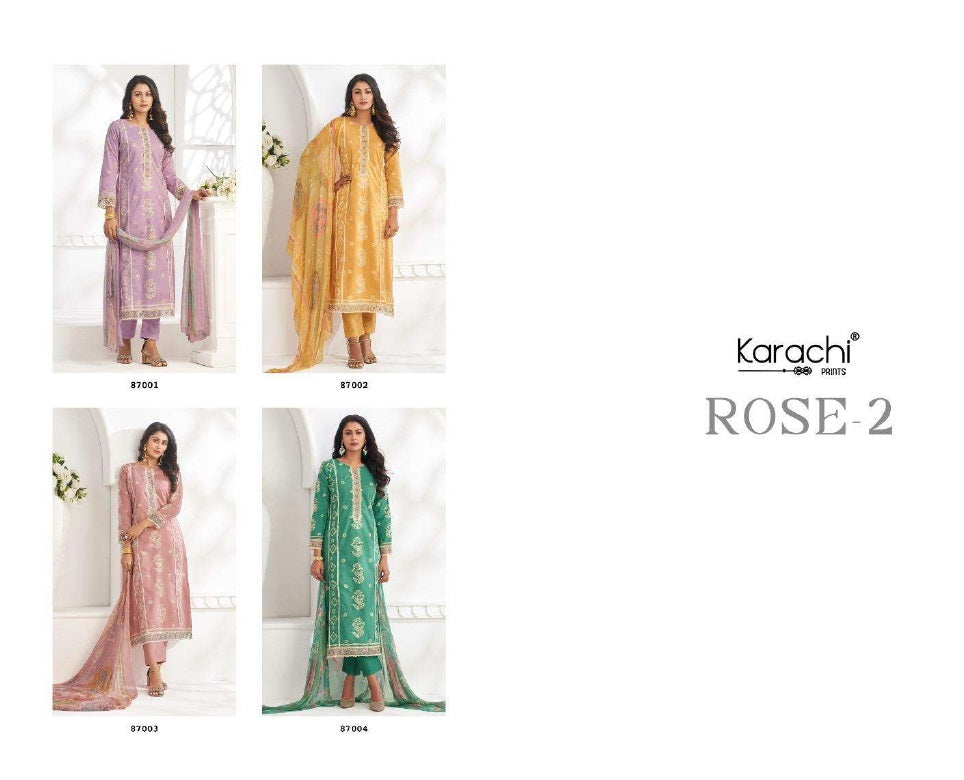 Rose 2 Karachi Prints Cambric Pant Style Suits Wholesale Price
