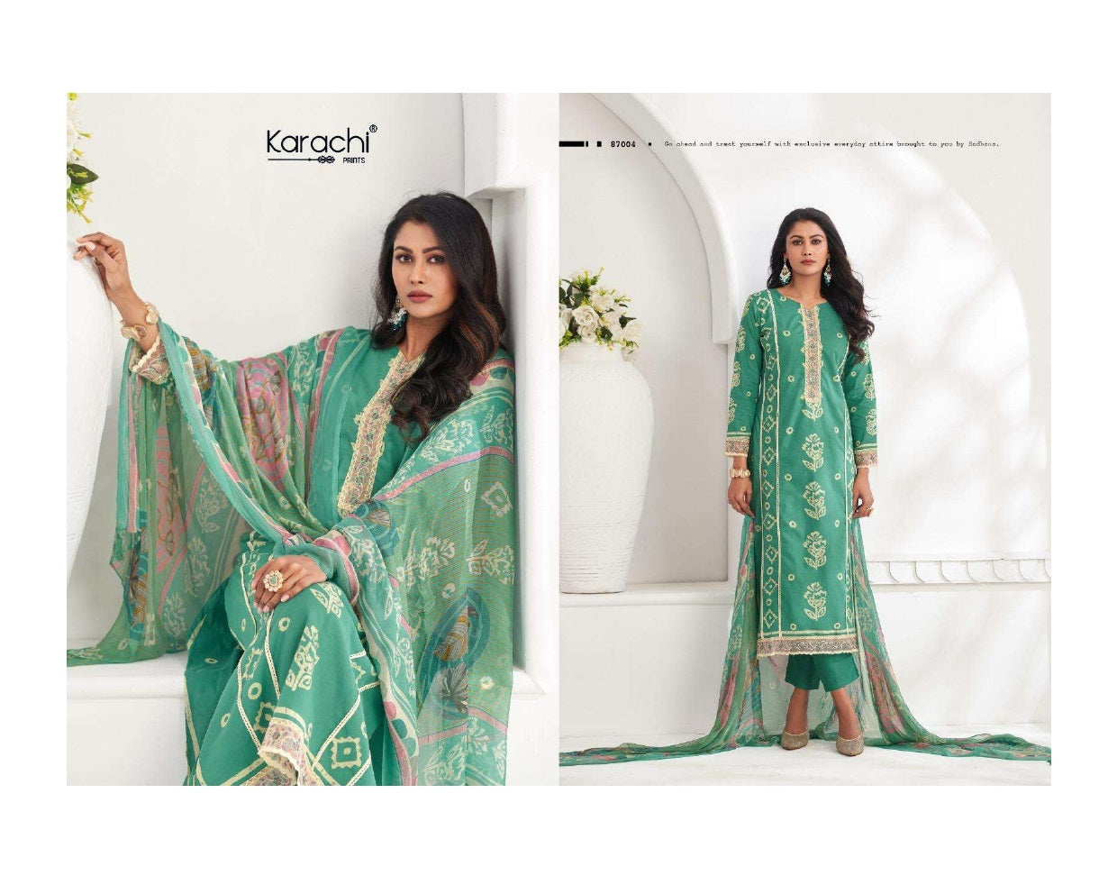 Rose 2 Karachi Prints Cambric Pant Style Suits Wholesale Price