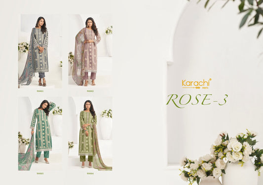 Rose 3 Karachi Prints Cambric Pant Style Suits Wholesaler Ahmedabad