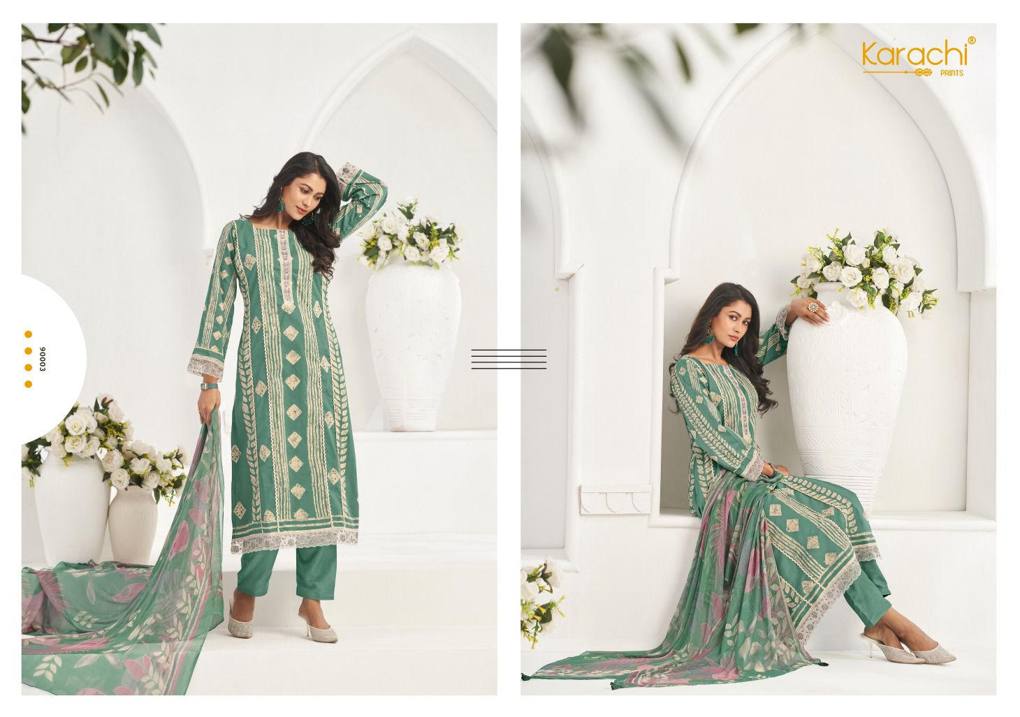 Rose 3 Karachi Prints Cambric Pant Style Suits Wholesaler Ahmedabad