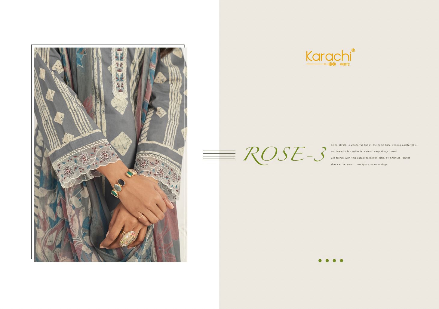 Rose 3 Karachi Prints Cambric Pant Style Suits Wholesaler Ahmedabad