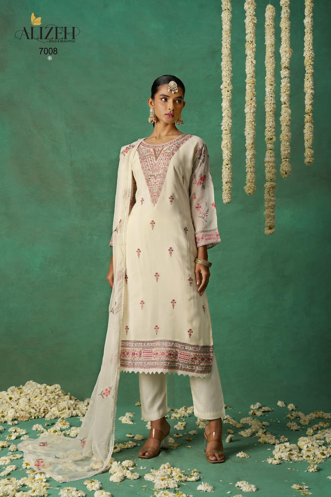 Rose 7005-7008 Alizeh Pure Organza Pakistani Salwar Suits Wholesaler India