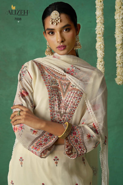 Rose 7005-7008 Alizeh Pure Organza Pakistani Salwar Suits Wholesaler India