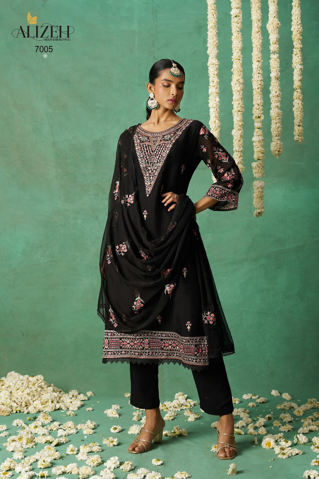 Rose 7005-7008 Alizeh Pure Organza Pakistani Salwar Suits Wholesaler India