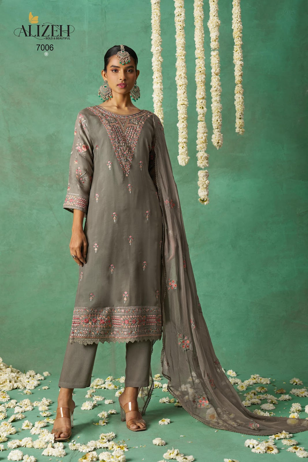 Rose 7005-7008 Alizeh Pure Organza Pakistani Salwar Suits Wholesaler India